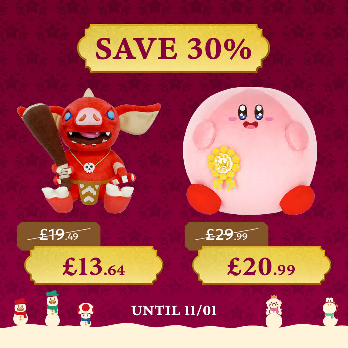 Discounts on Nintendo character soft toys!